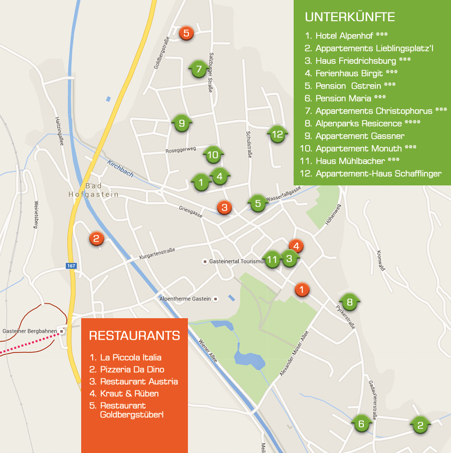 Lageplan Restaurants Bad Hofgastein